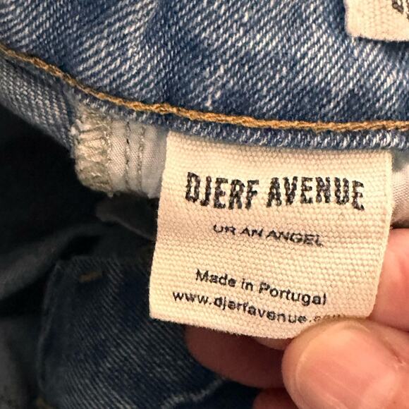 Djerf Avenue High Waist Straight Mid Blue Denim Jeans, size 26 - Picture 5 of 12